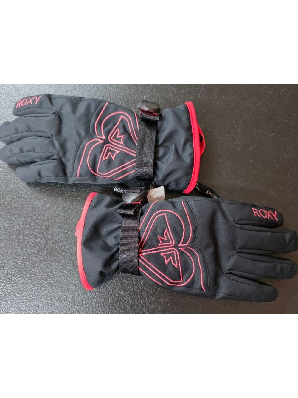Roxy Popi Snowboard Gloves L Black Pink Logo Winter Sports Ski Outdoor Y2K